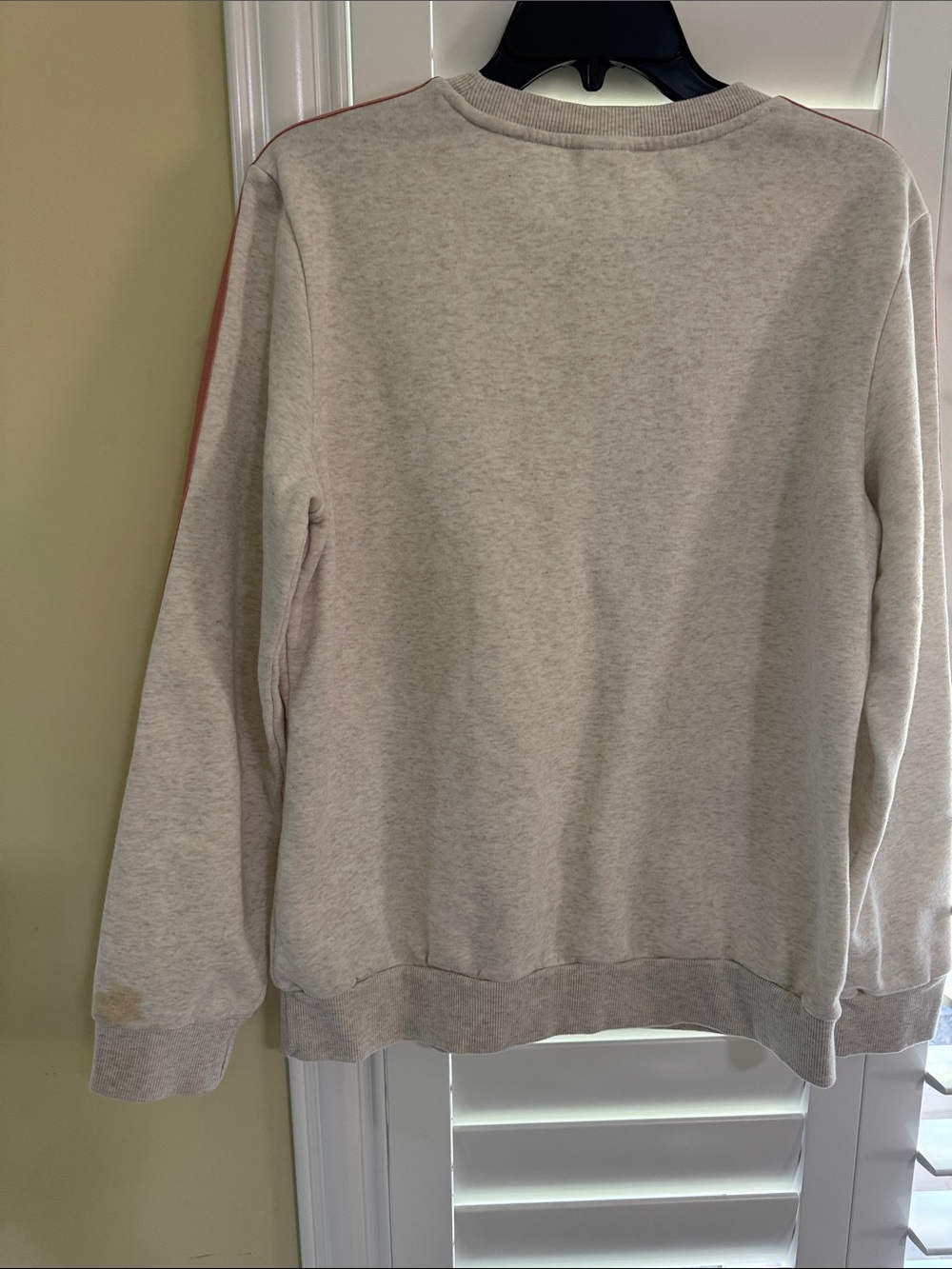 adidas Light Gray Crewneck Sweatshirt with Pink Stripes - Picture 3 of 5